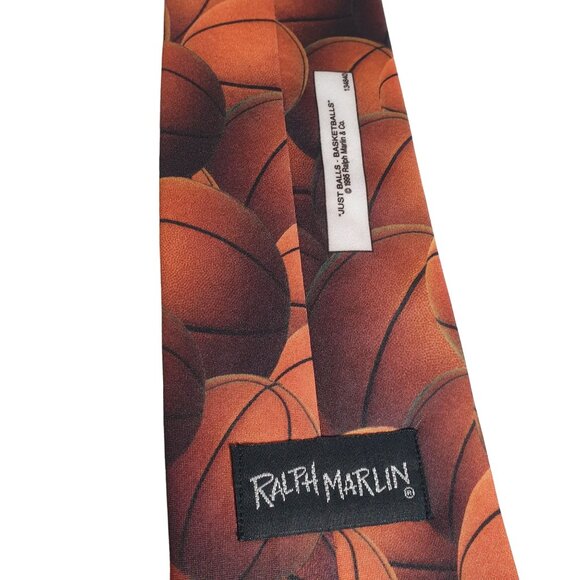 Ralph Marlin Basketball Print Silk Tie Sport Coach Collectable 1995 Just Balls - Picture 4 of 5
